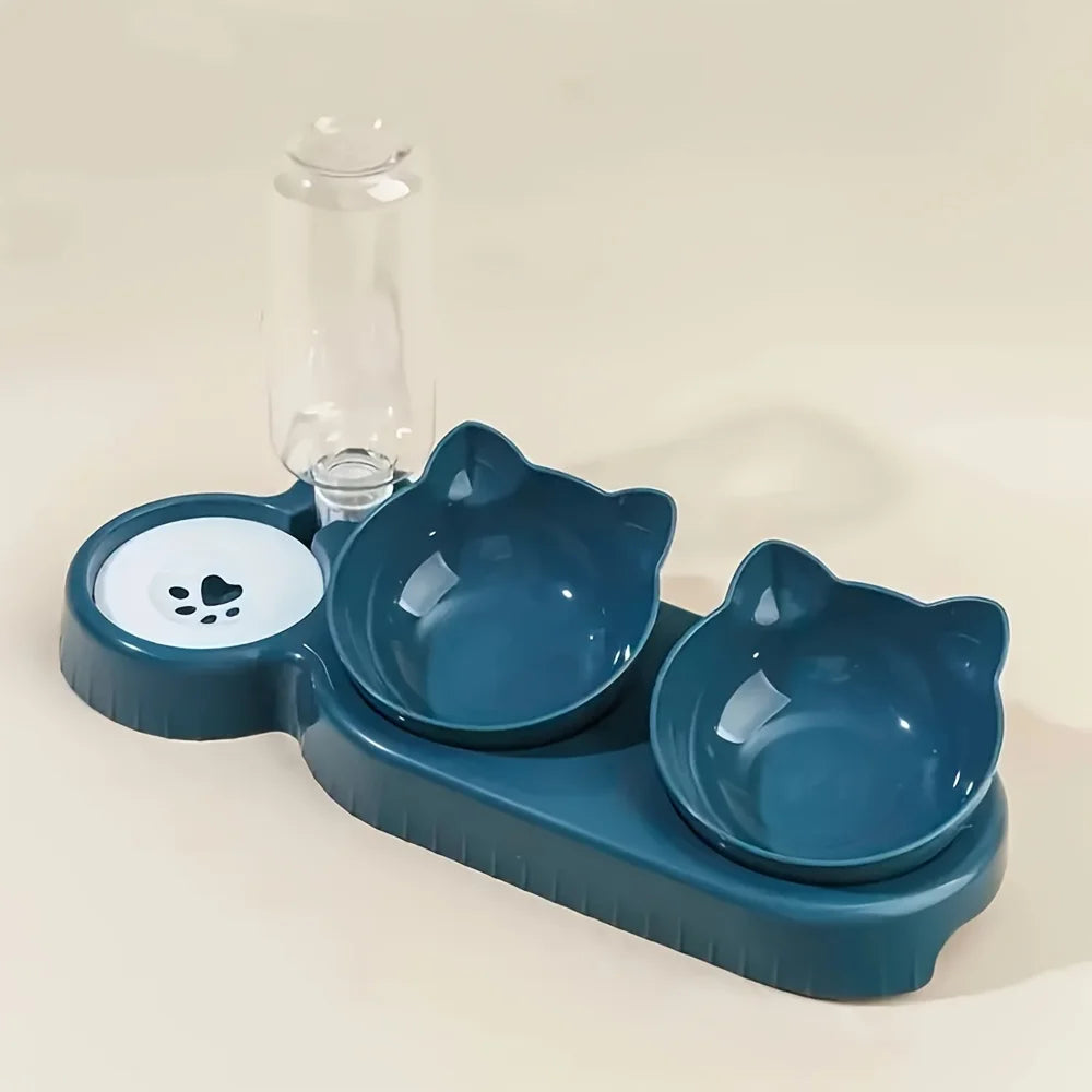 😺 Tazón Antideslizante Inclinado con Dispensador Automático de Agua – Sin Electricidad