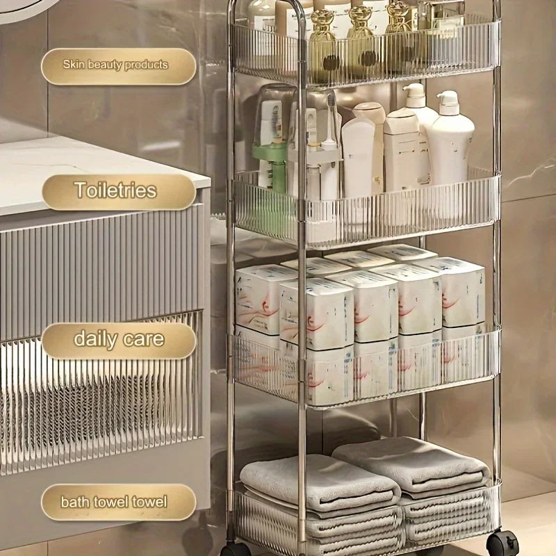 Carrito de Almacenamiento Transparente 3 Niveles con Ruedas – Organizador Multifuncional para Hogar y Oficina
