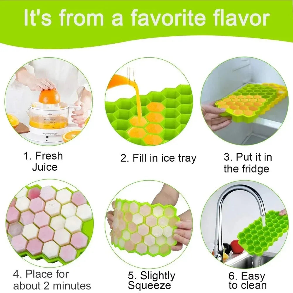 Molde de Silicona Reutilizable 37 Cavidades – Bandeja para Cubos de Hielo, Helados y Paletas DIY