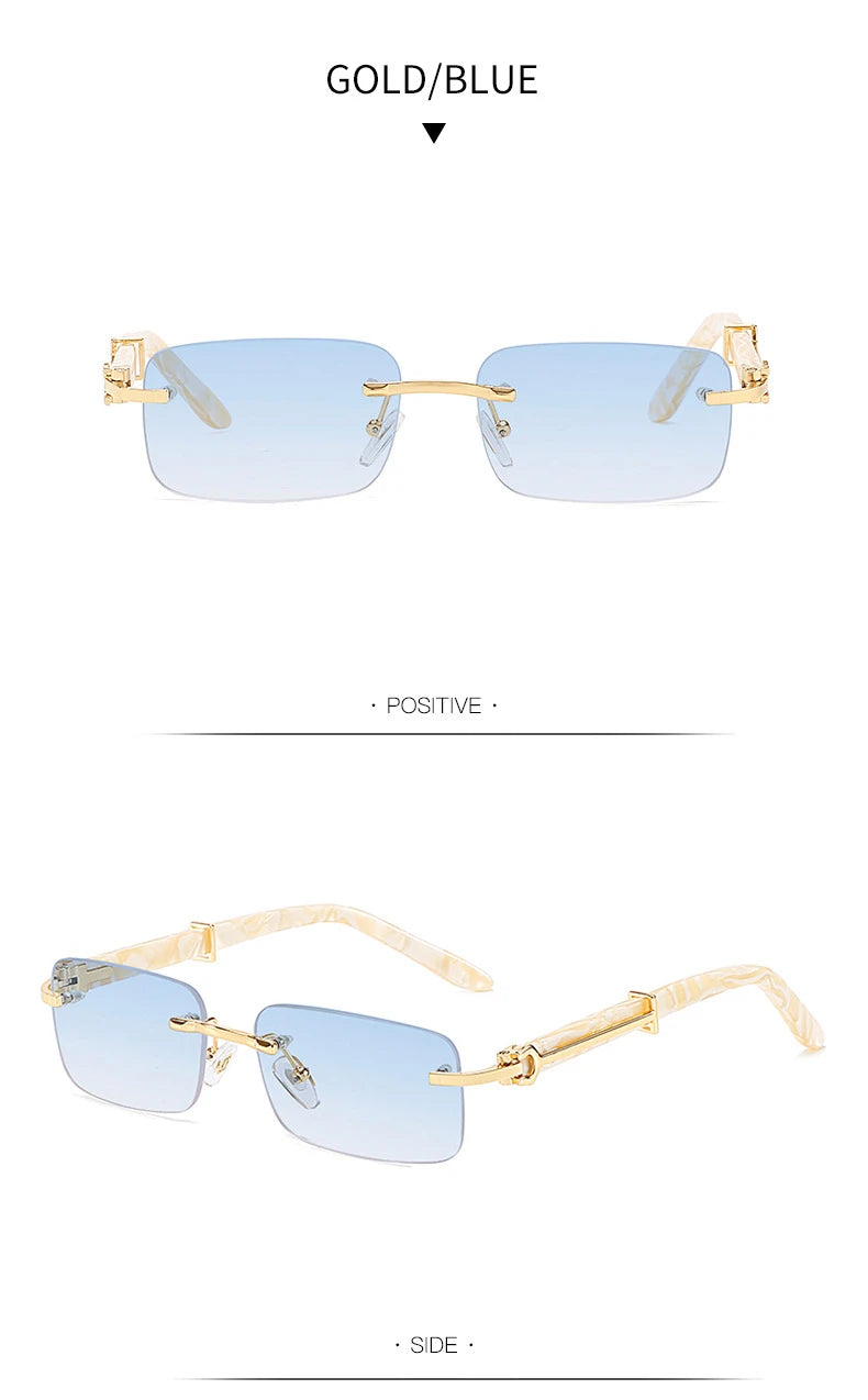Gafas Caterside Sin Marco Pequeñas – Lentes Rectangulares Retro con Protección UV400 para Hombre