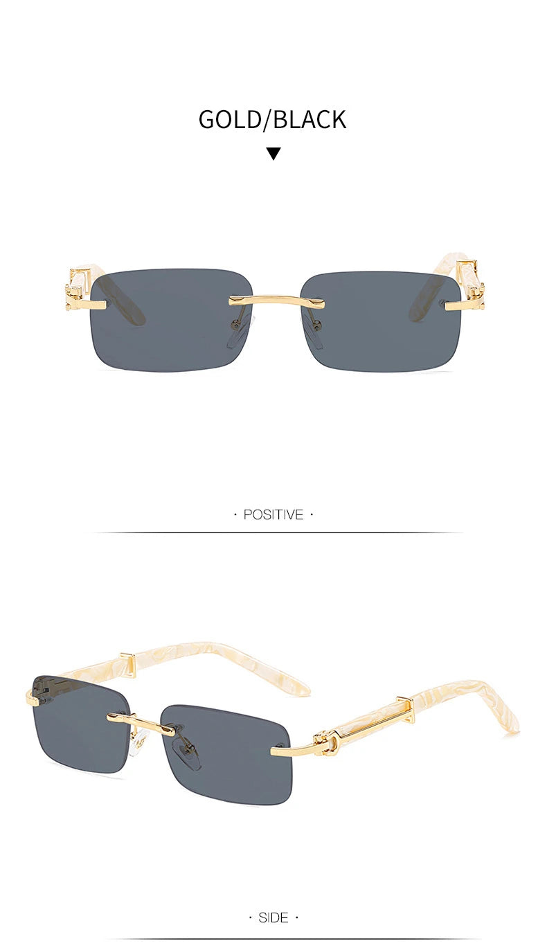 Gafas Caterside Sin Marco Pequeñas – Lentes Rectangulares Retro con Protección UV400 para Hombre