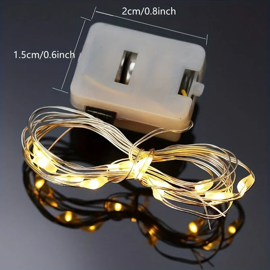10 Pzs Luces LED Fairy de Cobre – Impermeables, 3 Modos, Batería Incluida, Decoración Exterior e Interior