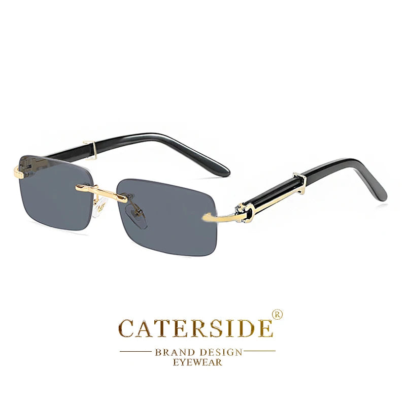 Gafas Caterside Sin Marco Pequeñas – Lentes Rectangulares Retro con Protección UV400 para Hombre