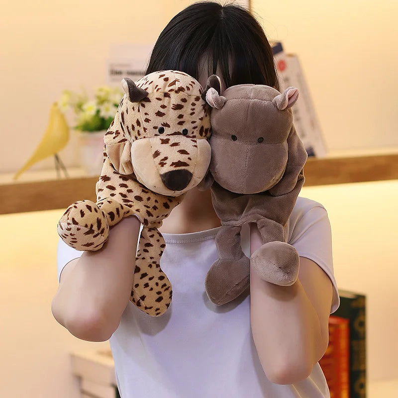 Marioneta de Peluche 35cm – Juguete de Mano de León, Elefante y Cerdito – Juego Padre-Hijo, Regalo de Cumpleaños para Niños