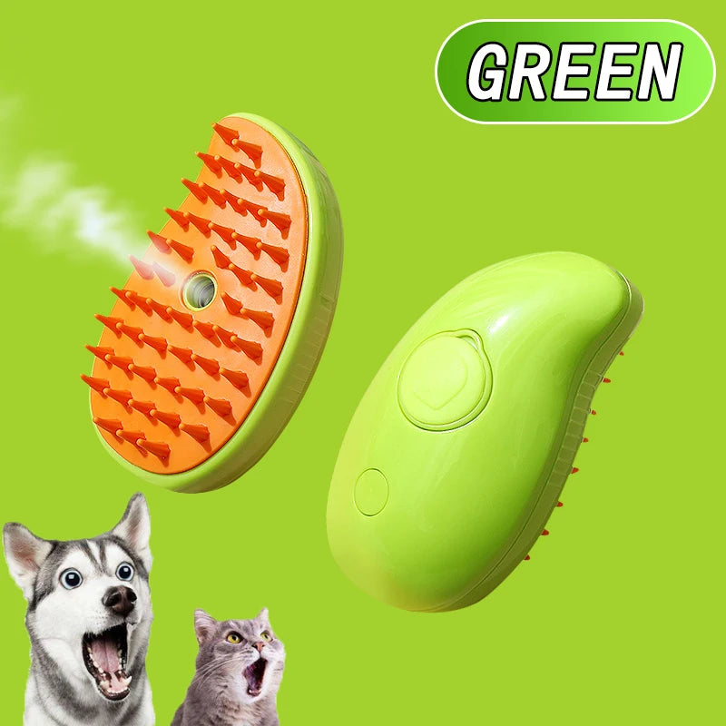 Cepillo Eléctrico 3 en 1 con Vapor para Gatos – Remueve Pelo, Masajea y Limpia sin Baño