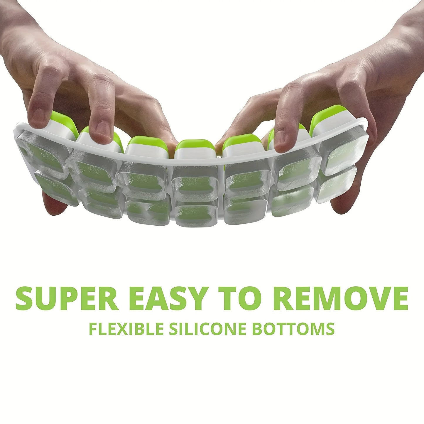 Molde de Hielo de Silicona Flexible con Tapa Antiderrames – Bandeja Apilable para Cubos de Hielo