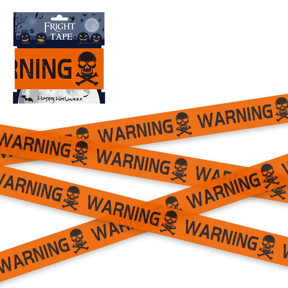 Cinta de Advertencia Halloween con Calaveras | Decoración de Fiestas y Ventanas 6M