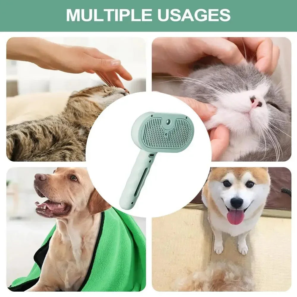 Peine con Spray de Vapor para Mascotas – Removedor de Pelo y Humidificador para Gatos y Perros