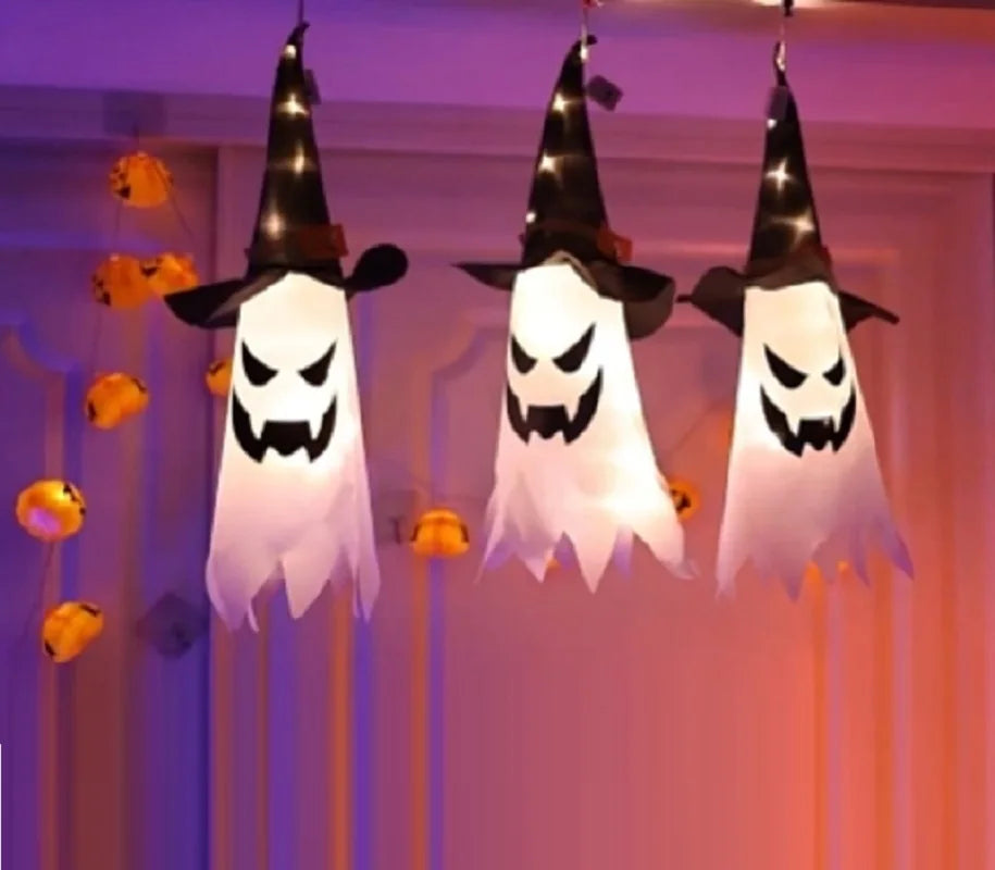🎃 Lámpara Colgante LED de Sombrero de Bruja – Decoración de Halloween
