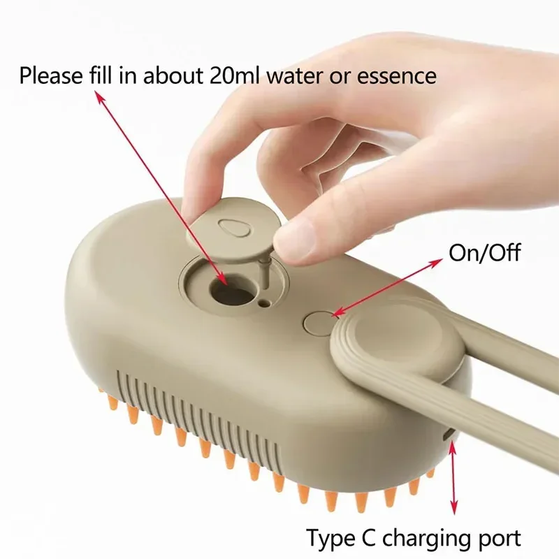 Peine con Spray de Vapor para Mascotas – Removedor de Pelo y Humidificador para Gatos y Perros