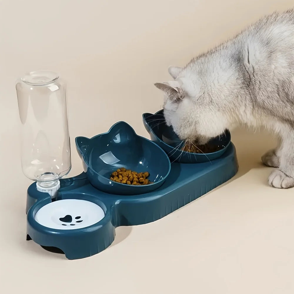 😺 Tazón Antideslizante Inclinado con Dispensador Automático de Agua – Sin Electricidad