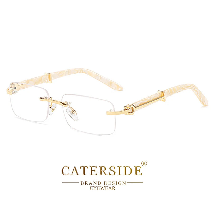 Gafas Caterside Sin Marco Pequeñas – Lentes Rectangulares Retro con Protección UV400 para Hombre