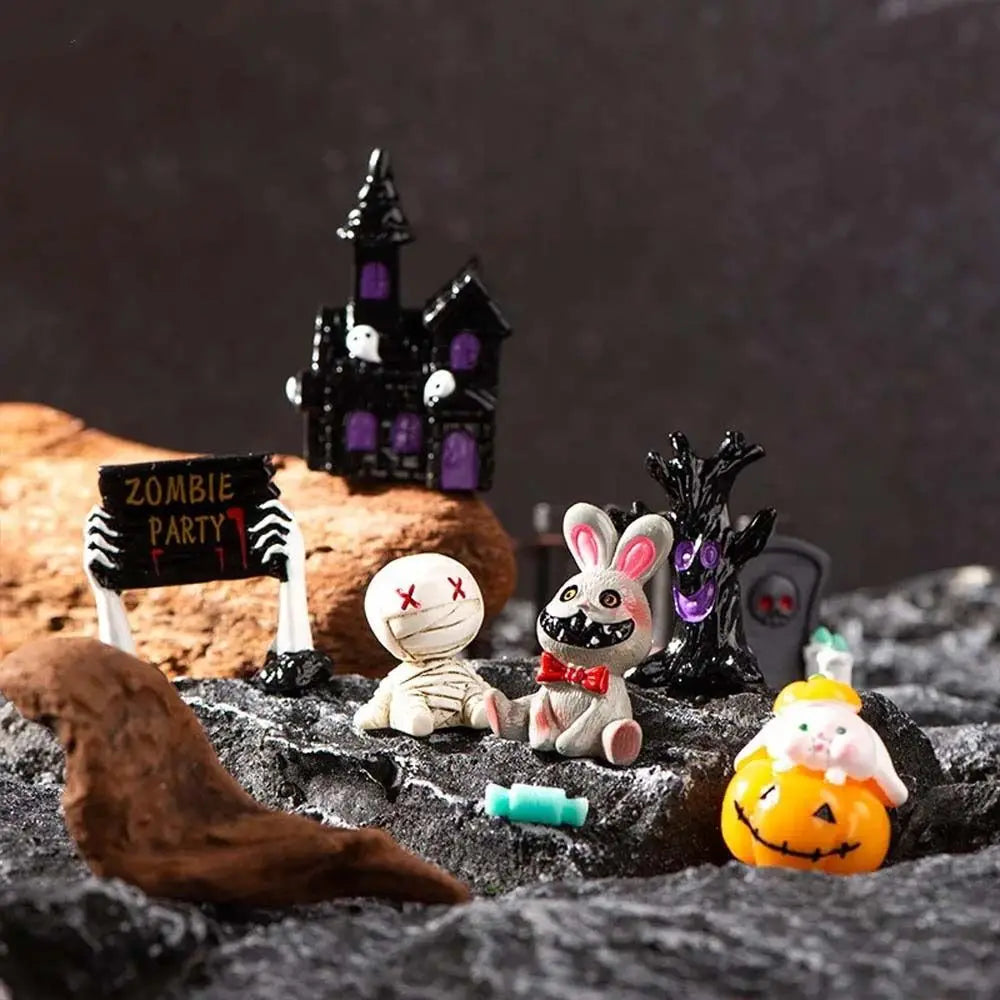 Figuritas de Halloween – Calabaza, Esqueleto y Fantasma en Resina | Miniaturas Decorativas para Fiesta y Hogar