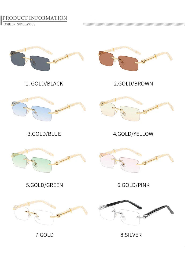 Gafas Caterside Sin Marco Pequeñas – Lentes Rectangulares Retro con Protección UV400 para Hombre