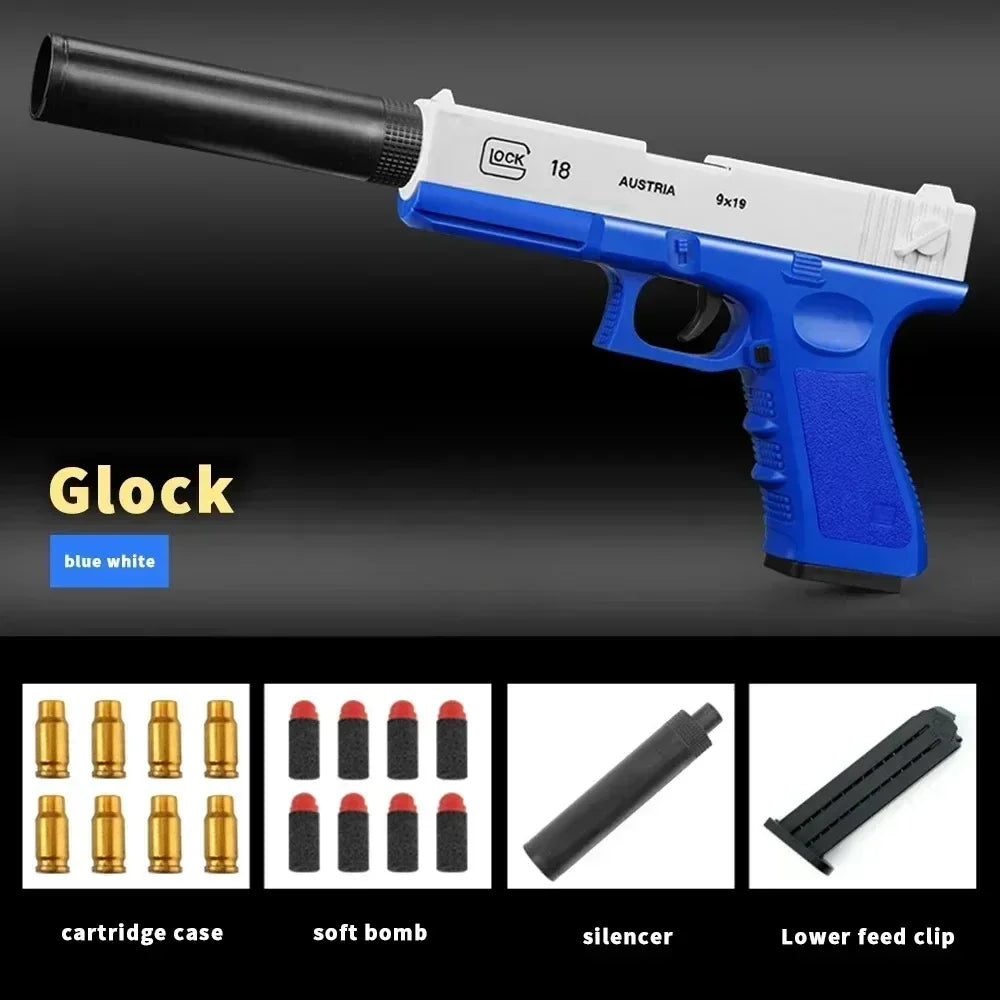 Pistola de Juguete M1911 – Lanzadora de Balas Suaves, Recargable y Segura para Juegos al Aire Libre