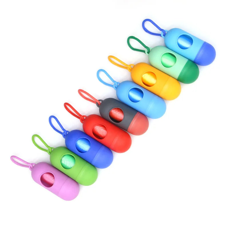 Dispensador Portátil de Bolsas para Popó – Diseño Tipo Cápsula con Gancho para Perros y Gatos