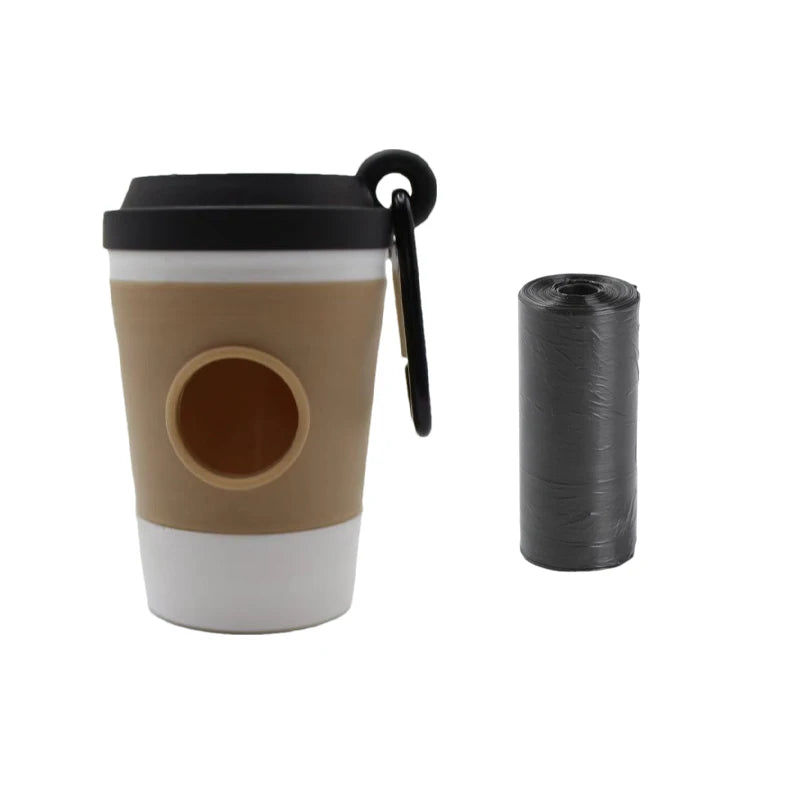 Dispensador Portátil de Bolsas para Popó – Diseño Vaso de Café para Mascotas