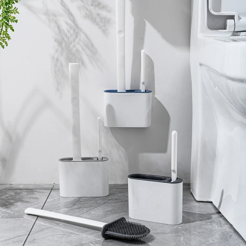 Cepillo de Baño Colgante con Soporte – Cerdas Suaves de Silicona y Mango Largo Antideslizante