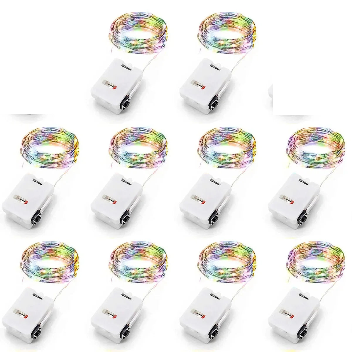 10 Pzs Luces LED Fairy de Cobre – Impermeables, 3 Modos, Batería Incluida, Decoración Exterior e Interior
