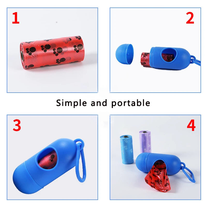 Dispensador Portátil de Bolsas para Popó – Diseño Tipo Cápsula con Gancho para Perros y Gatos