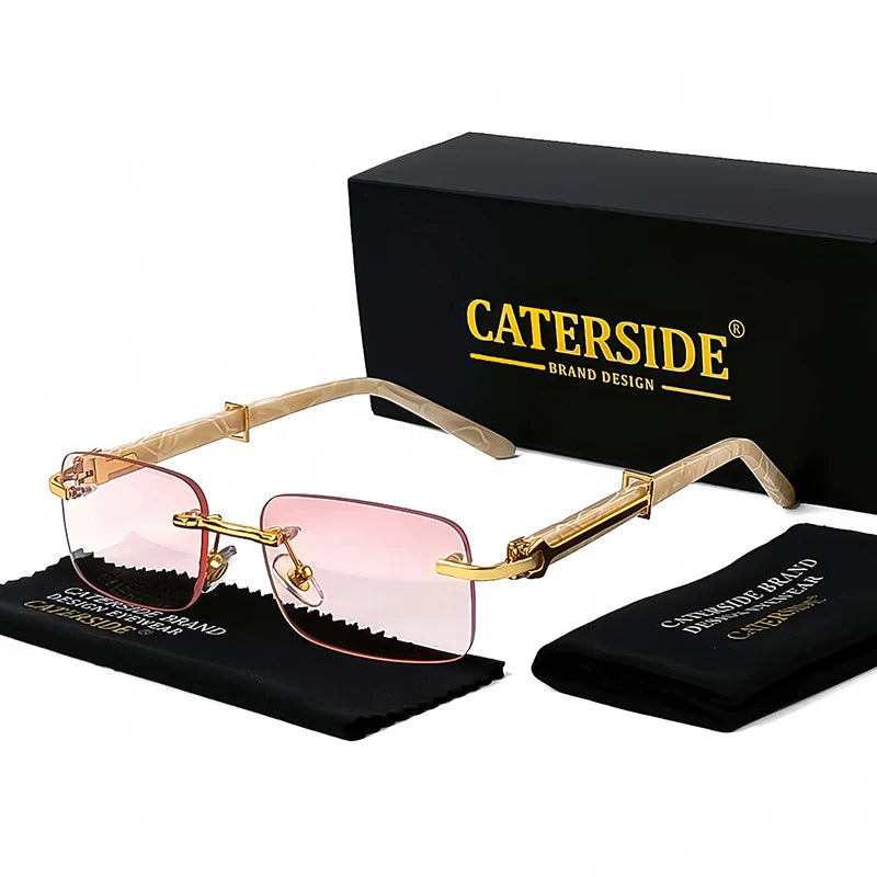 Gafas Caterside Sin Marco Pequeñas – Lentes Rectangulares Retro con Protección UV400 para Hombre