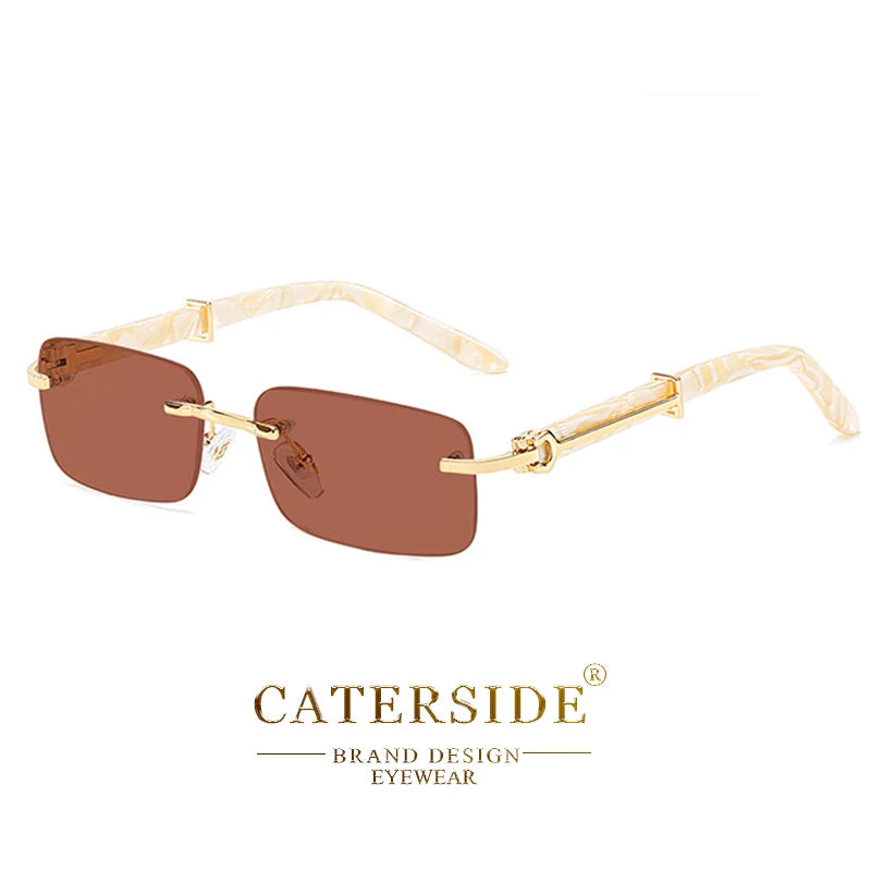 Gafas Caterside Sin Marco Pequeñas – Lentes Rectangulares Retro con Protección UV400 para Hombre