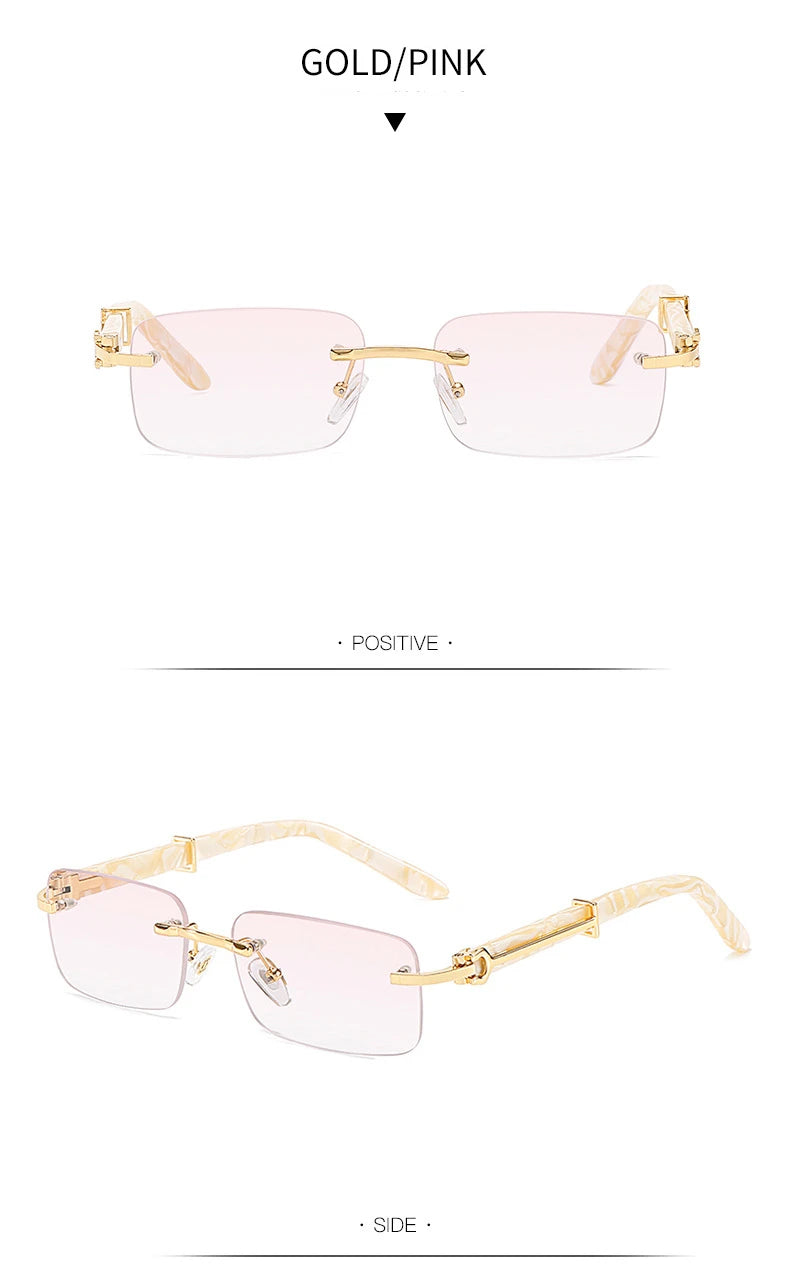 Gafas Caterside Sin Marco Pequeñas – Lentes Rectangulares Retro con Protección UV400 para Hombre