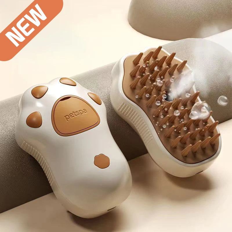 Cepillo Eléctrico 3 en 1 con Vapor para Gatos – Remueve Pelo, Masajea y Limpia sin Baño