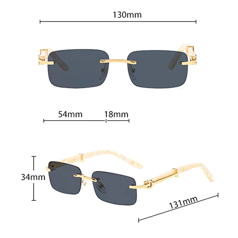 Gafas Caterside Sin Marco Pequeñas – Lentes Rectangulares Retro con Protección UV400 para Hombre