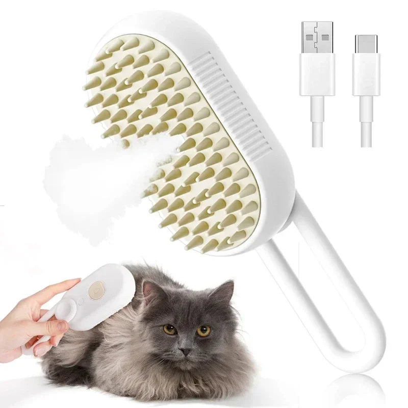 Peine con Spray de Vapor para Mascotas – Removedor de Pelo y Humidificador para Gatos y Perros