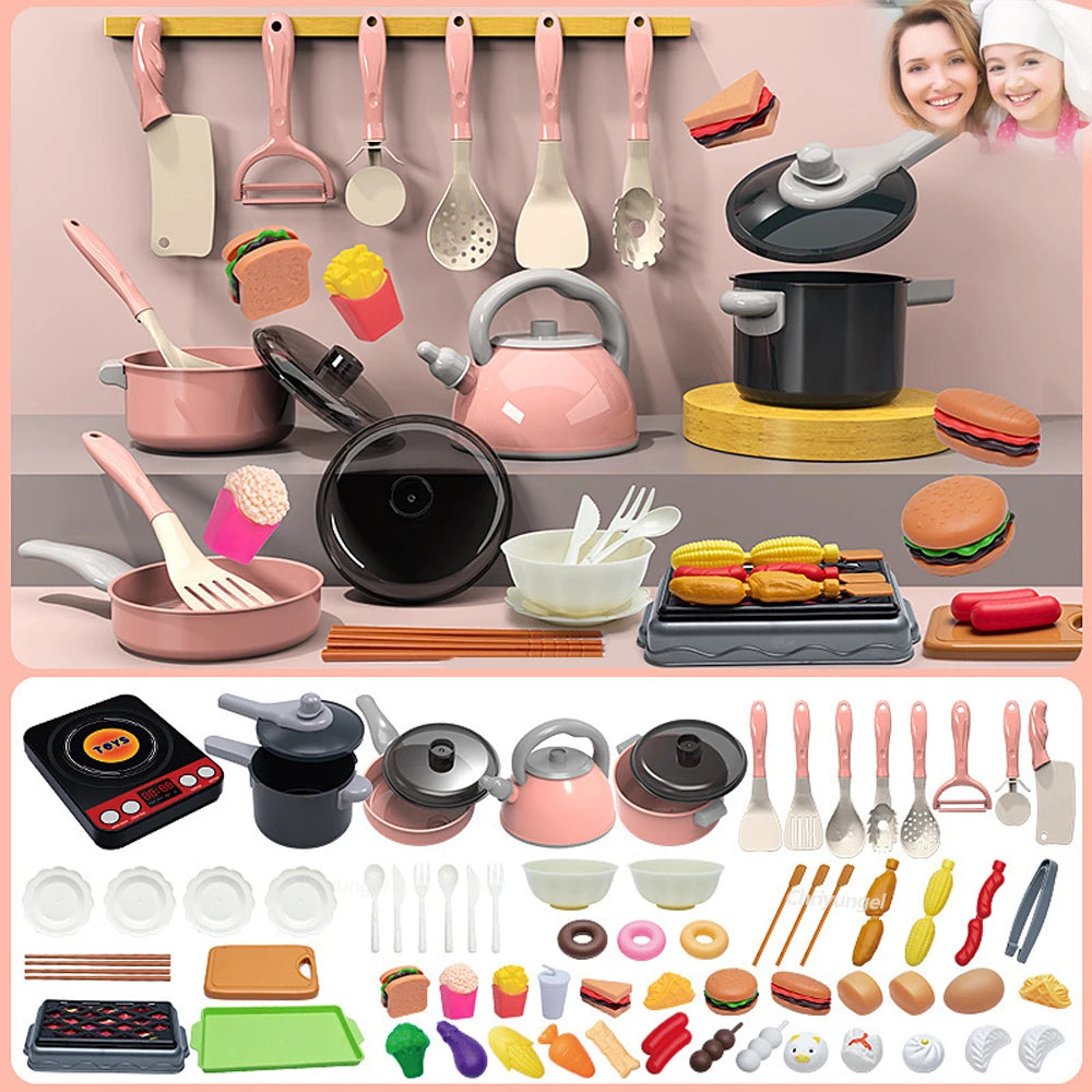 Set de Cocina para Niños 59/69 Piezas – Juego de Cocina con Ollas, Sartenes y Utensilios de Juguete, Juego de Roles Educativo para Niñas y Niños