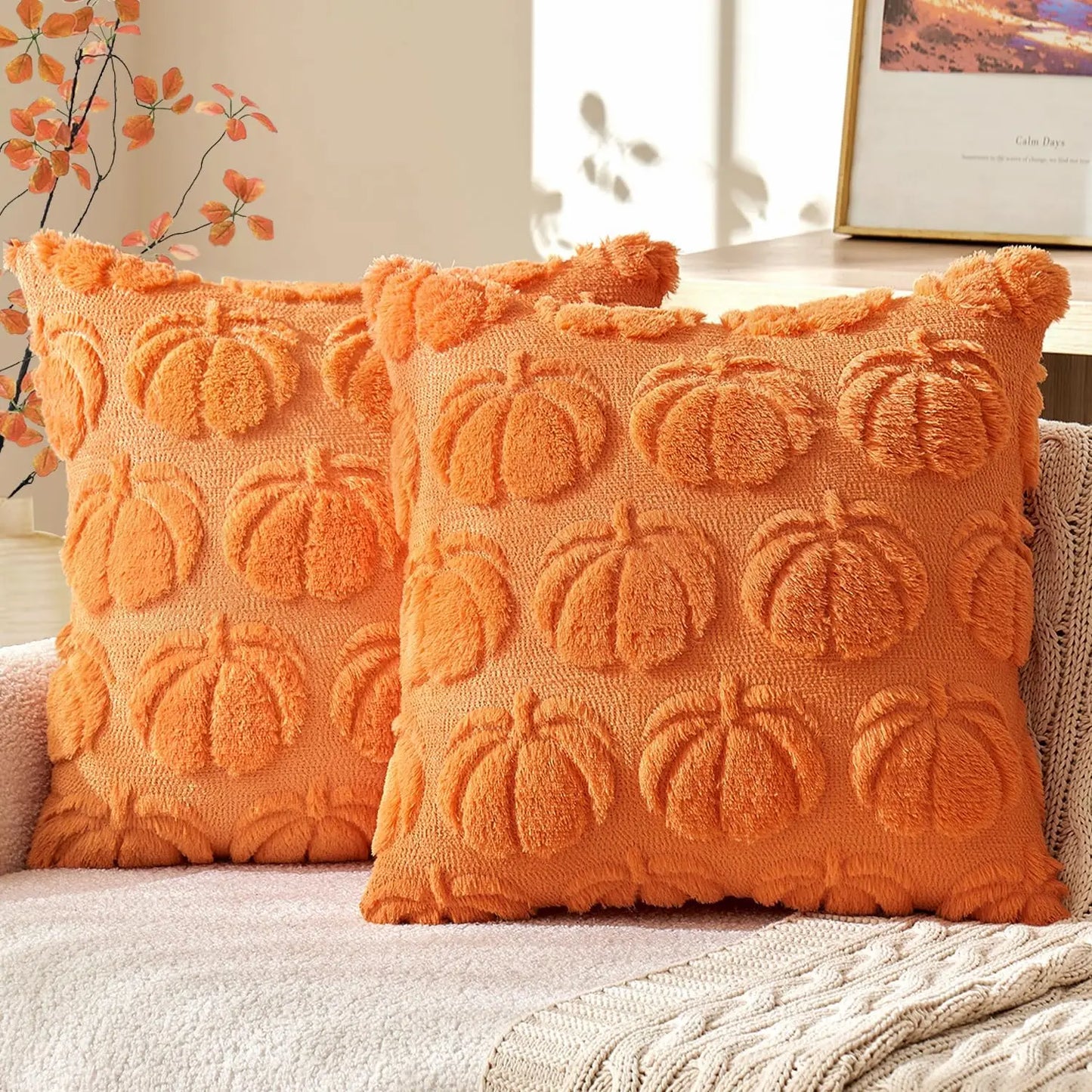 🎃 Fundas de Cojín Otoño-Halloween – Pack de 2 (18x18")