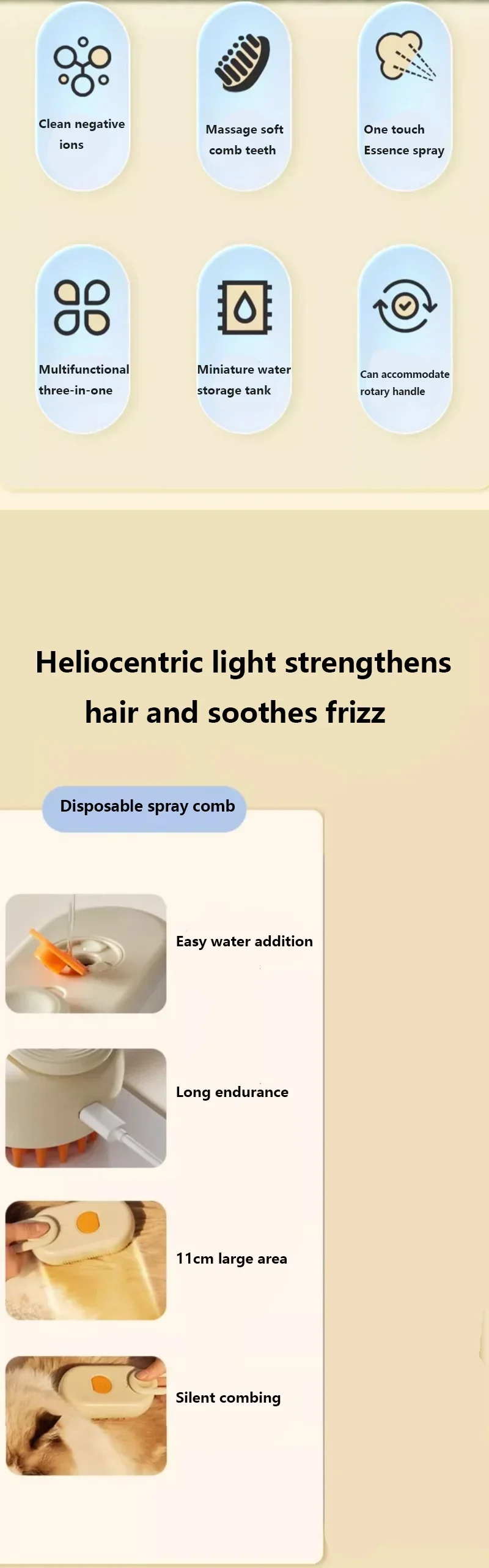 Peine con Spray de Vapor para Mascotas – Removedor de Pelo y Humidificador para Gatos y Perros
