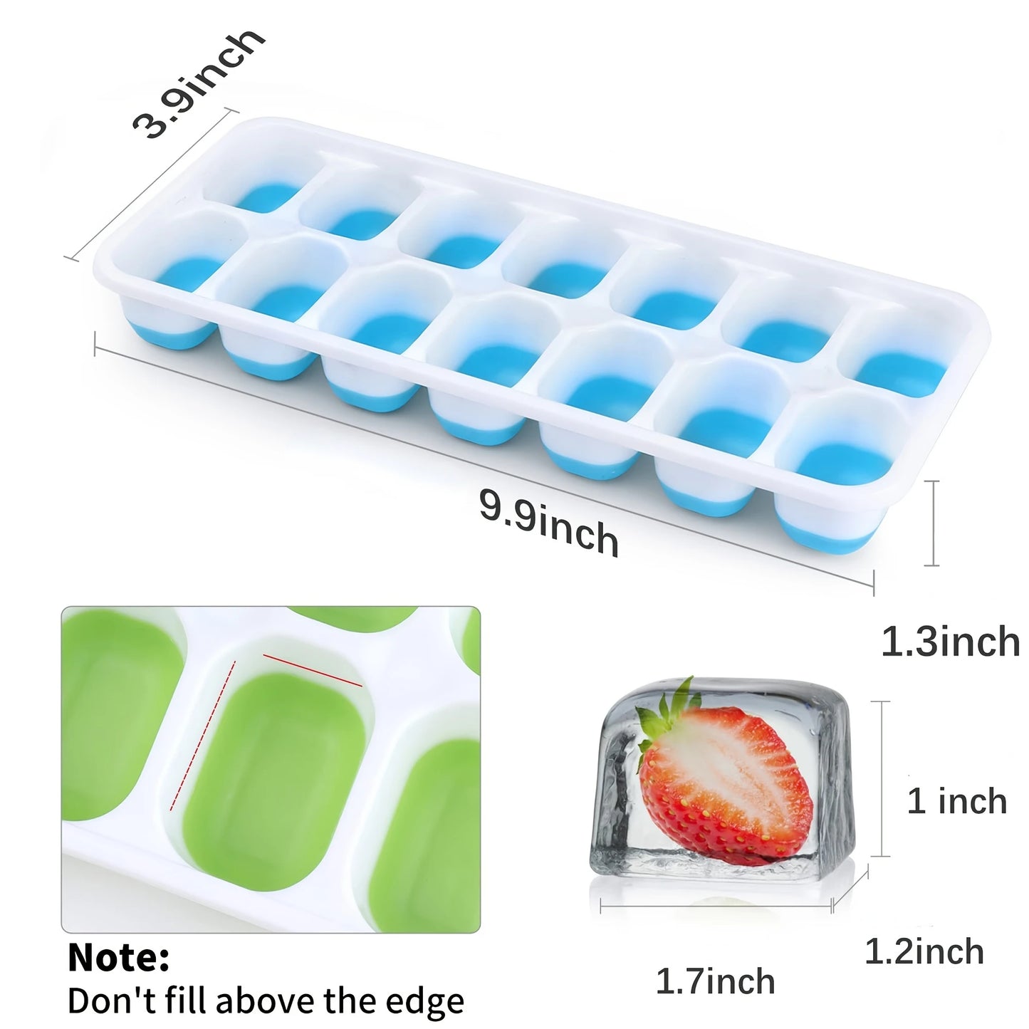Molde de Hielo de Silicona Flexible con Tapa Antiderrames – Bandeja Apilable para Cubos de Hielo