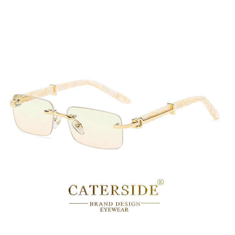 Gafas Caterside Sin Marco Pequeñas – Lentes Rectangulares Retro con Protección UV400 para Hombre