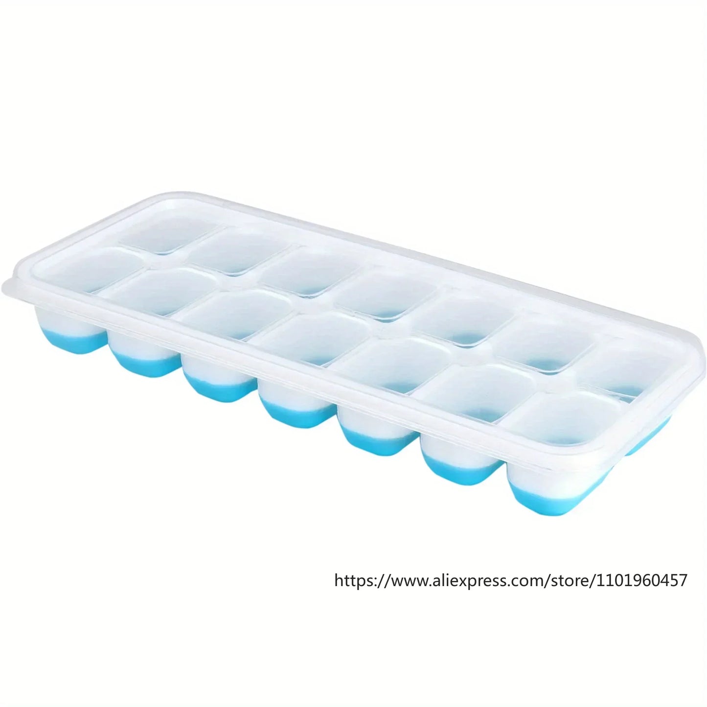 Molde de Hielo de Silicona Flexible con Tapa Antiderrames – Bandeja Apilable para Cubos de Hielo