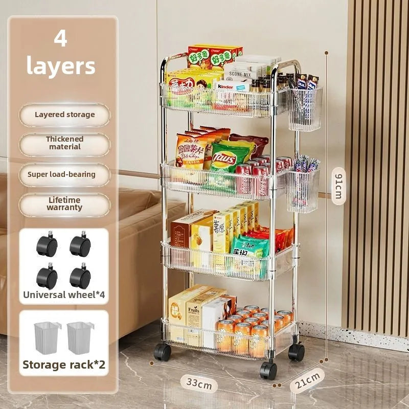 Carrito de Almacenamiento Transparente 3 Niveles con Ruedas – Organizador Multifuncional para Hogar y Oficina