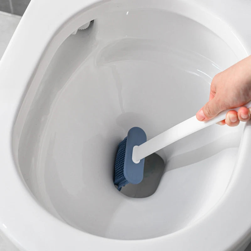 Cepillo de Baño Colgante con Soporte – Cerdas Suaves de Silicona y Mango Largo Antideslizante