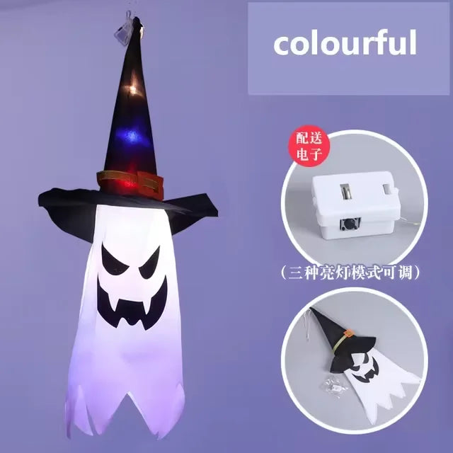 🎃 Lámpara Colgante LED de Sombrero de Bruja – Decoración de Halloween