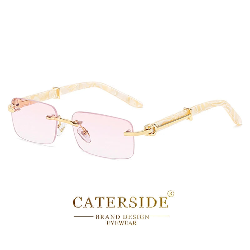 Gafas Caterside Sin Marco Pequeñas – Lentes Rectangulares Retro con Protección UV400 para Hombre
