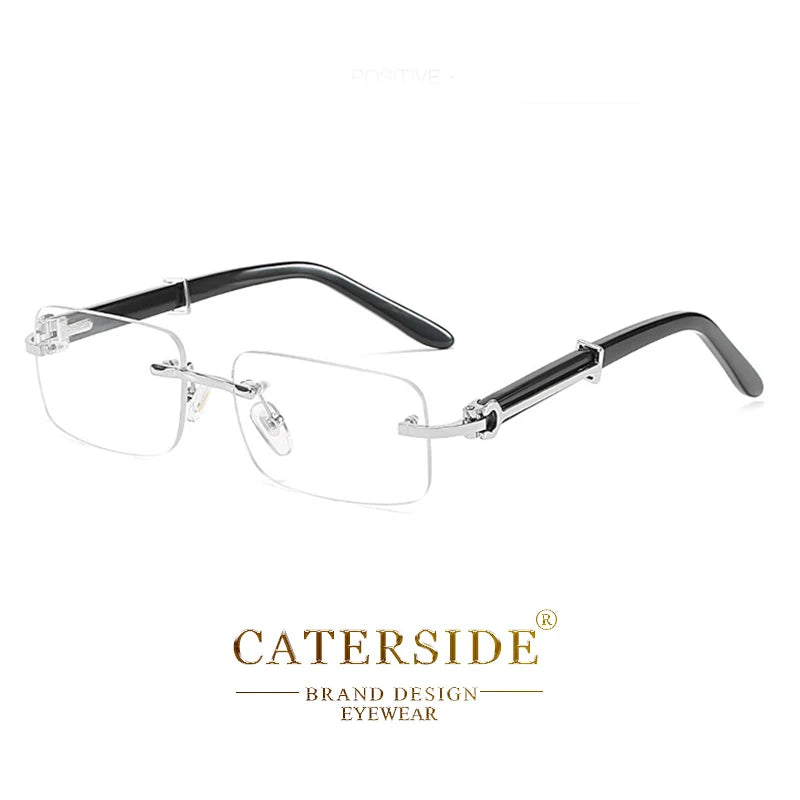 Gafas Caterside Sin Marco Pequeñas – Lentes Rectangulares Retro con Protección UV400 para Hombre
