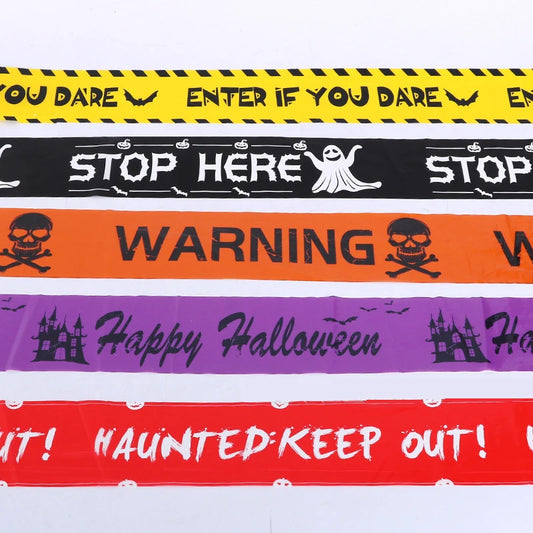 Cinta de Advertencia Halloween con Calaveras | Decoración de Fiestas y Ventanas 6M