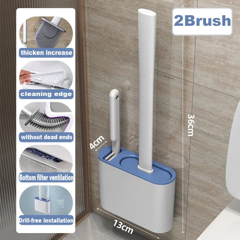 Cepillo de Baño Colgante con Soporte – Cerdas Suaves de Silicona y Mango Largo Antideslizante