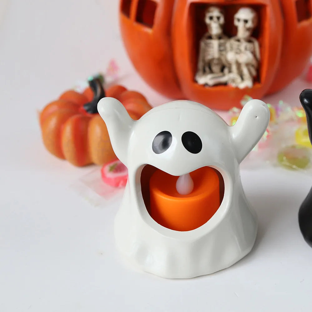 👻 LED Vela Electrónica – Fantasma Kawaii de Halloween