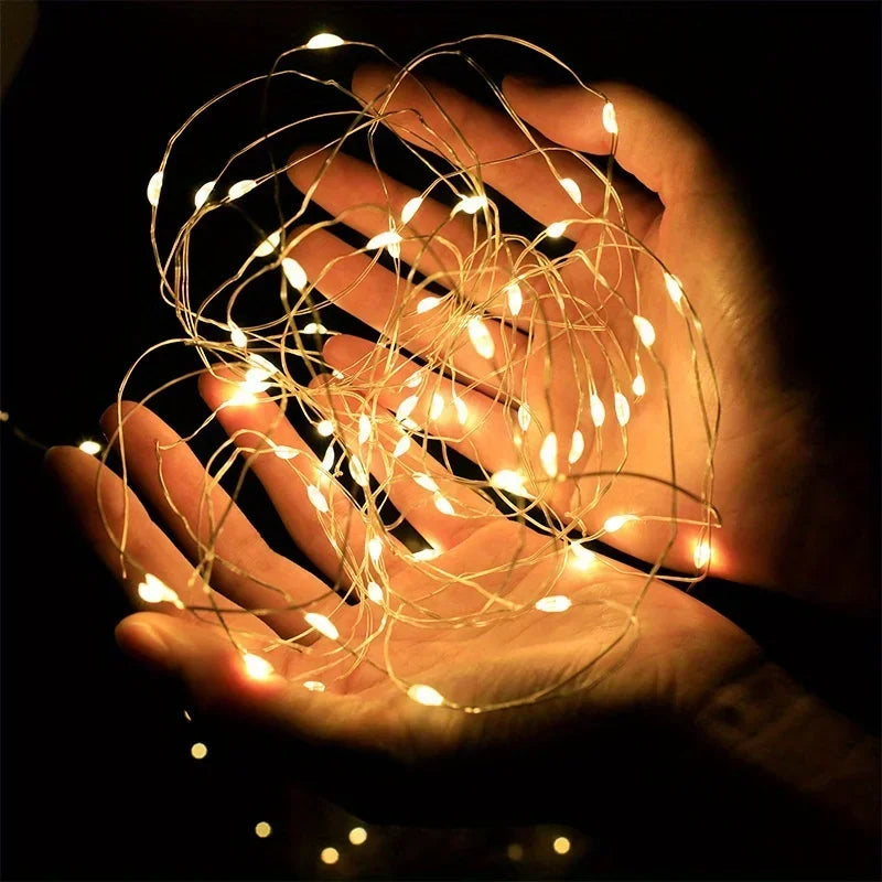 10 Pzs Luces LED Fairy de Cobre – Impermeables, 3 Modos, Batería Incluida, Decoración Exterior e Interior
