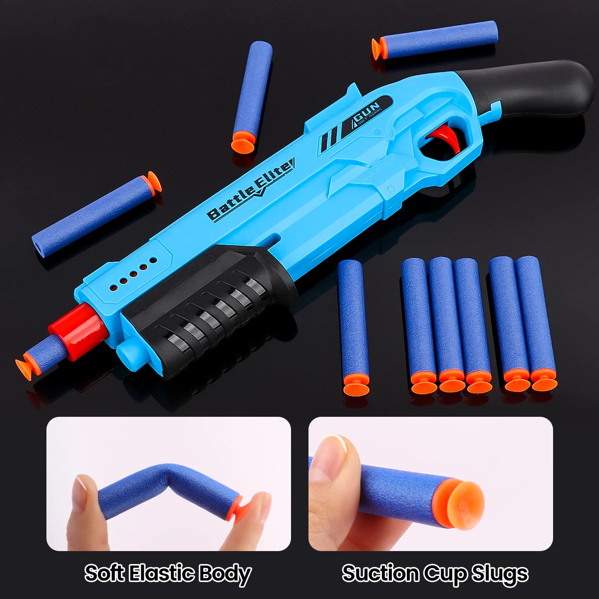 Pistola de Dardos de Espuma para Niños – Blaster Manual Seguro con Munición Suave y Colores Variados