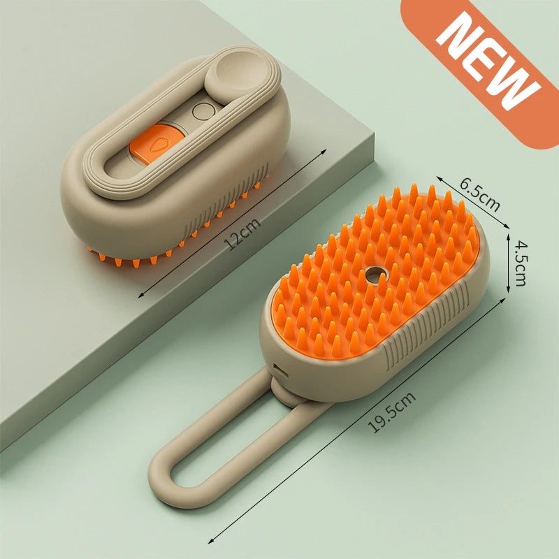 Cepillo Eléctrico 3 en 1 con Vapor para Gatos – Remueve Pelo, Masajea y Limpia sin Baño