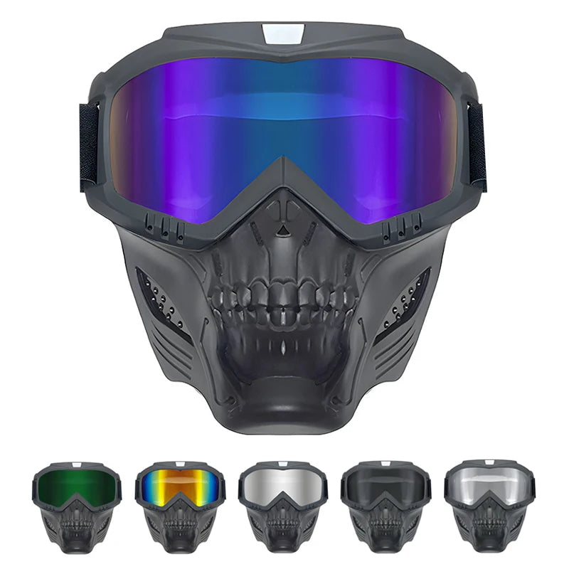 🏍️ Gafas y Mascarilla Táctica para Motocicleta – Anti-Viento y Resistente a Impactos