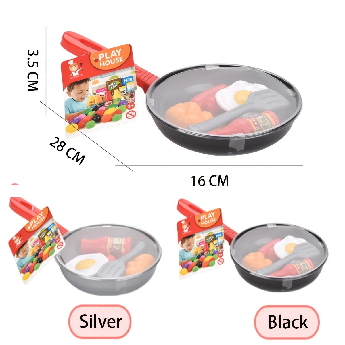 Set de Cocina Infantil 8 Piezas – Juego de Imitación con Ollas, Sartén y Comida de Juguete (Pan, Huevo, Salchicha, Verduras, Carne) – Juguetes Educativos para Niños