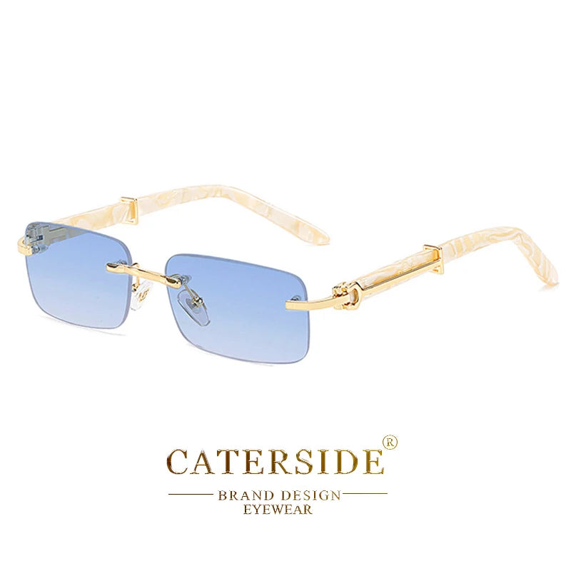 Gafas Caterside Sin Marco Pequeñas – Lentes Rectangulares Retro con Protección UV400 para Hombre